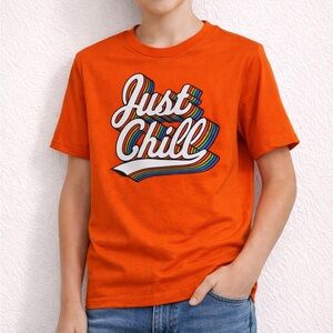 Wonder Nation “Just Chill” Graphic Tee – Orange Rainbow – XL (14/16) Youth